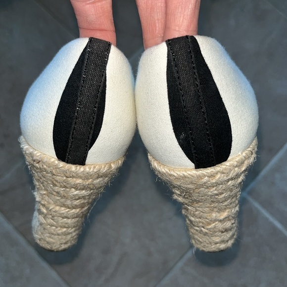 J. CREW Seville Stripe Espadrilles Black and White Perfect Wedge - Picture 8 of 11